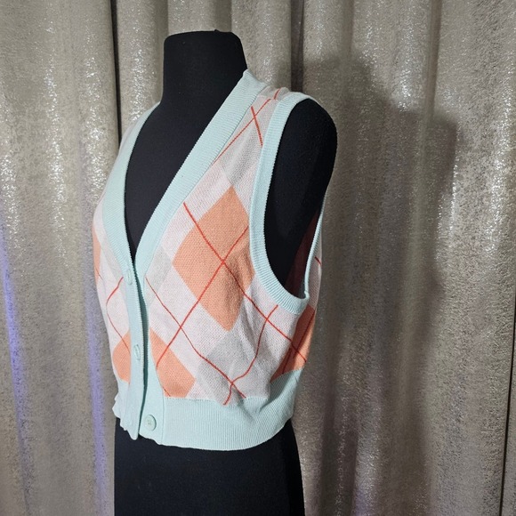 Nikka k V-neck Knitted Sweater vest Square Single-Breasted Loose sz XL - Picture 2 of 7